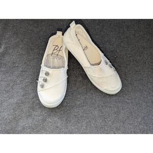 Blowfish BF Malibu Womens Sneakers Shoes White Low Top Textile Slip On 6